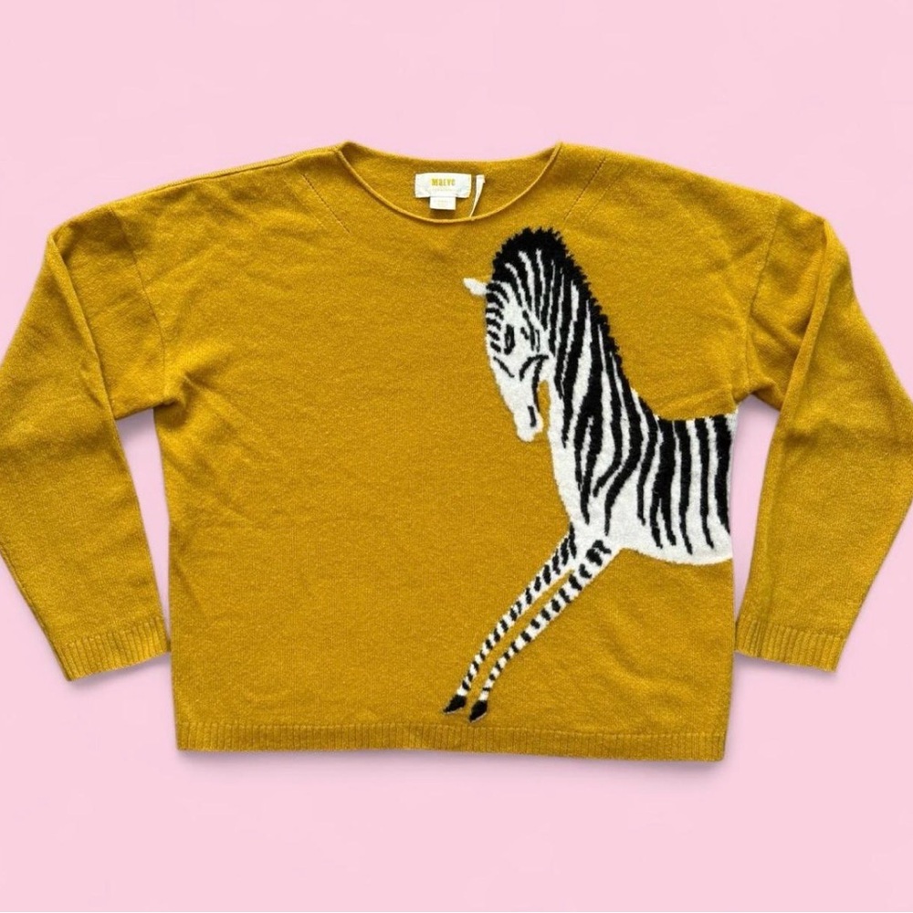 Maeve Anthropologie Cashmere Zebra Sweater in yellow size XS